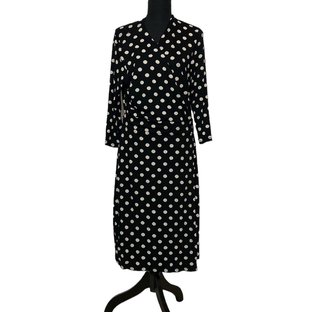 Safe Marley Black White Polka Dot Wrap Dress 16